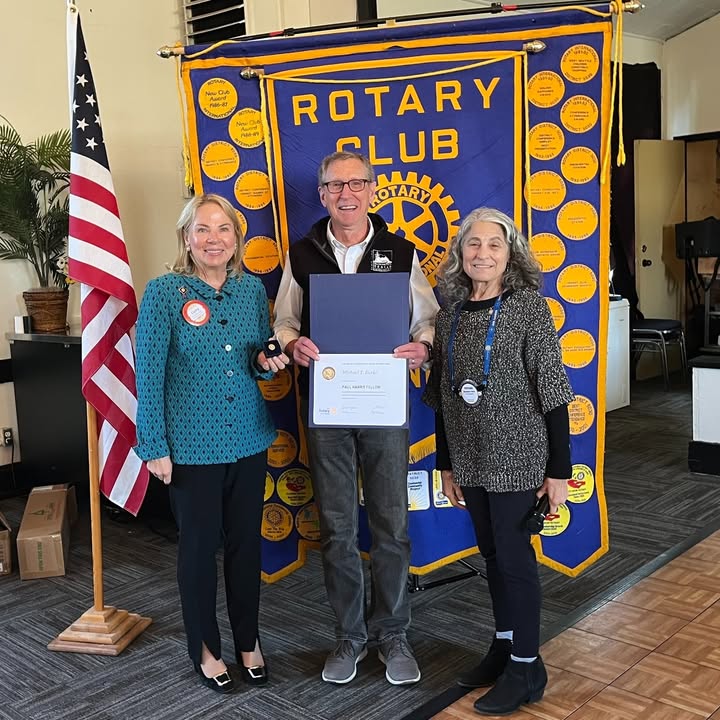 Our latest Paul Harris Fellow is Michael Burke, shown here with our club's Foundation Chair,…