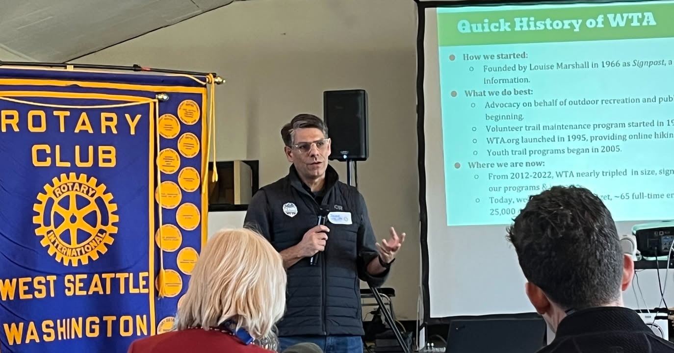 Jaime Loucky, CEO of Washington Trails Association, was our special guest at last week's club…